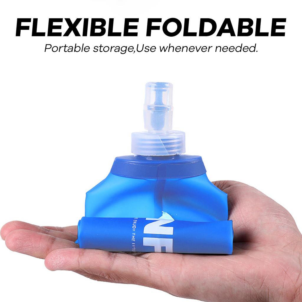 500ml Folding Flask Water Bottles with Straw Soft TPU Portable Water Bags for Outdoor Sport Running Cycling Camping Bottle