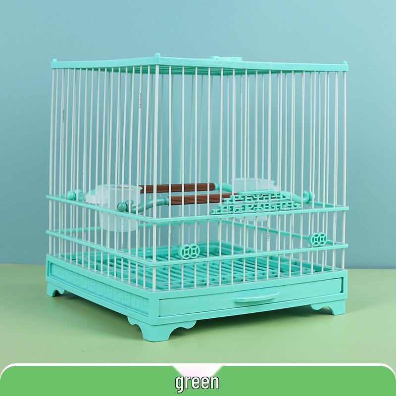 

Ornamental Square Plastic-Steel Bird Cage with Bottom Net and Drawer