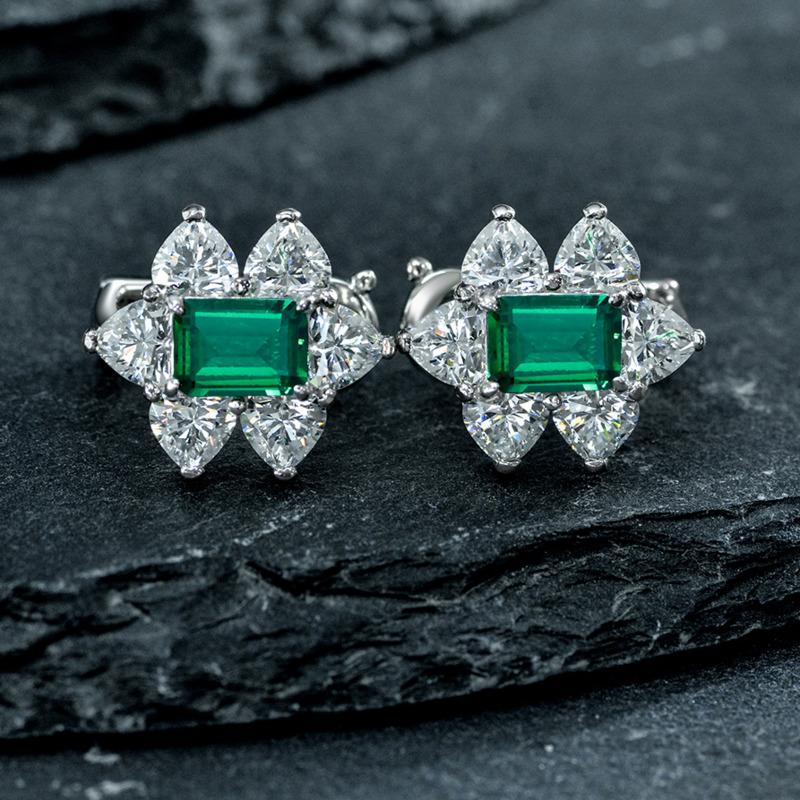 Gica Gema 100% 925 Sterling Silver Light Yellow Rectangle Personalized Classic Stud Earrings For Women Fine High Grade Jewelry Gift