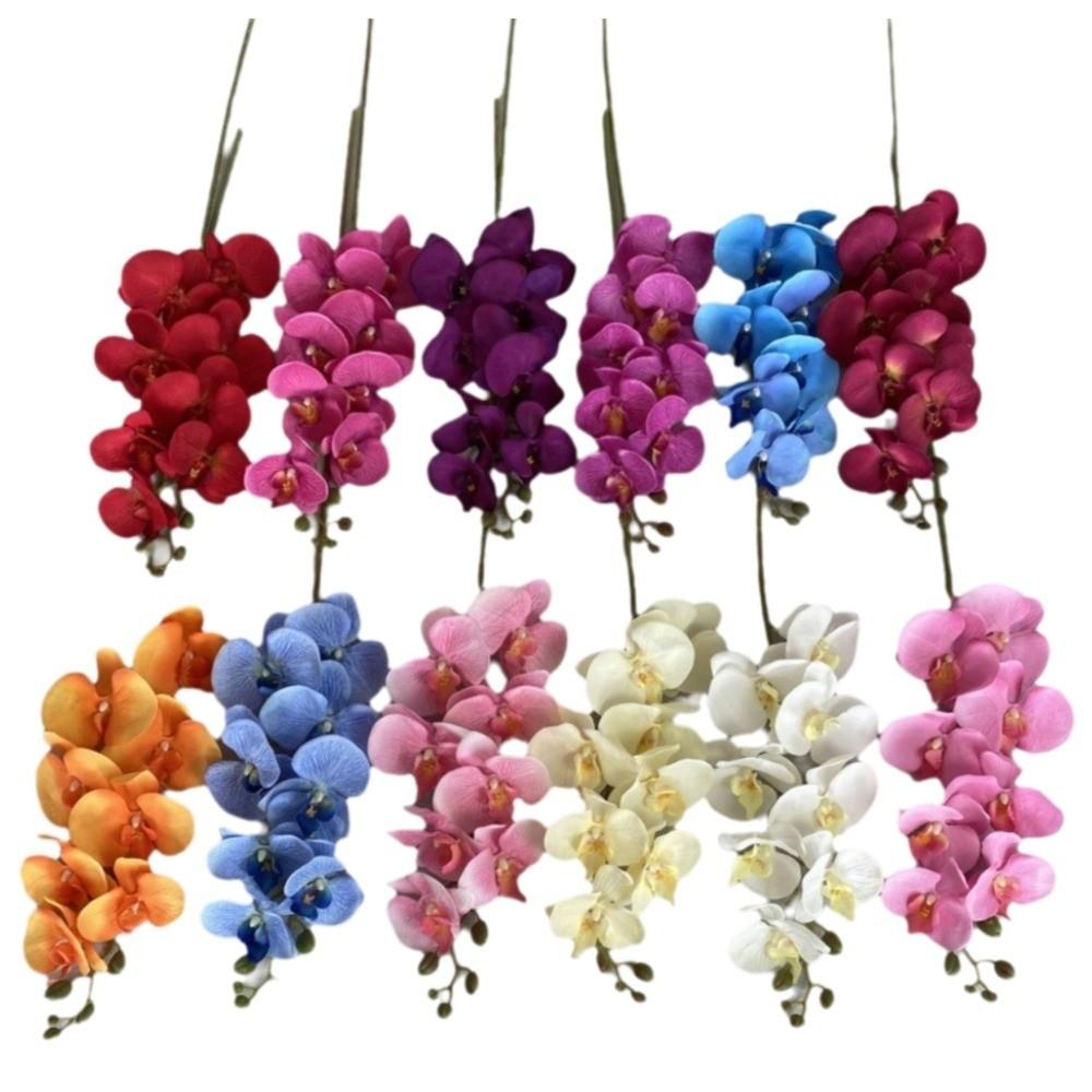 8-Head Arrangement Artificial Butterfly Orchid Velvet Texture Fake Phalaenopsis Wedding Hall