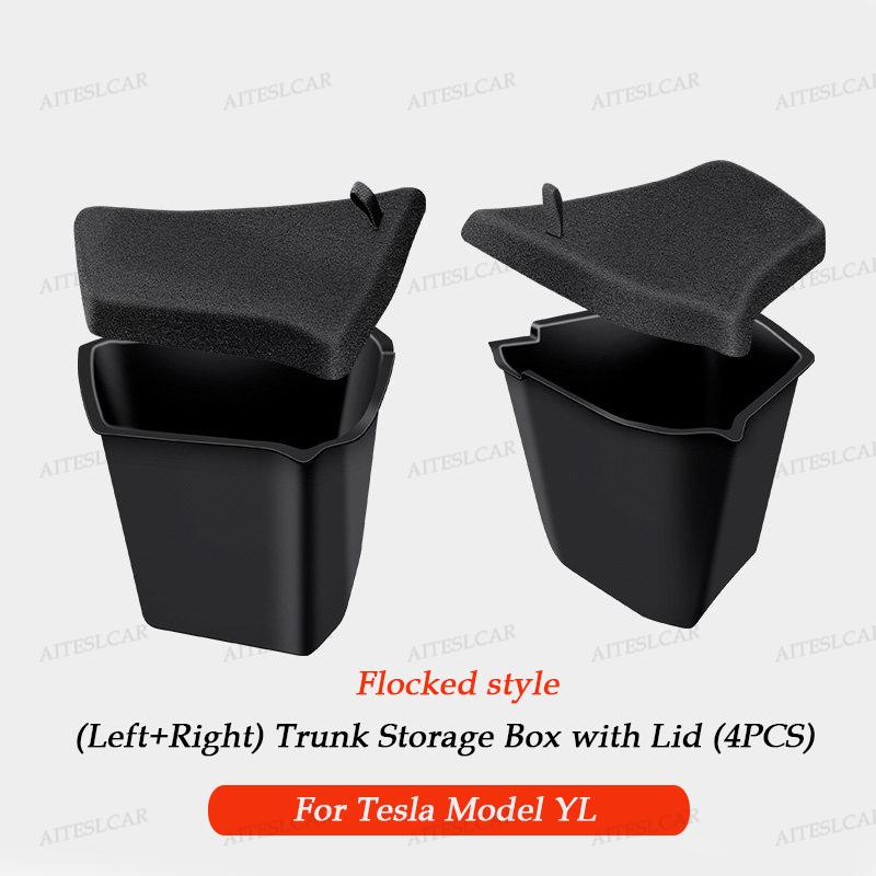 AITESLCAR Car Trunk Side Storage Box For Tesla Model Y L 2026 Flocking TPE Cover Mat Partition Board Stowing Space Accessories