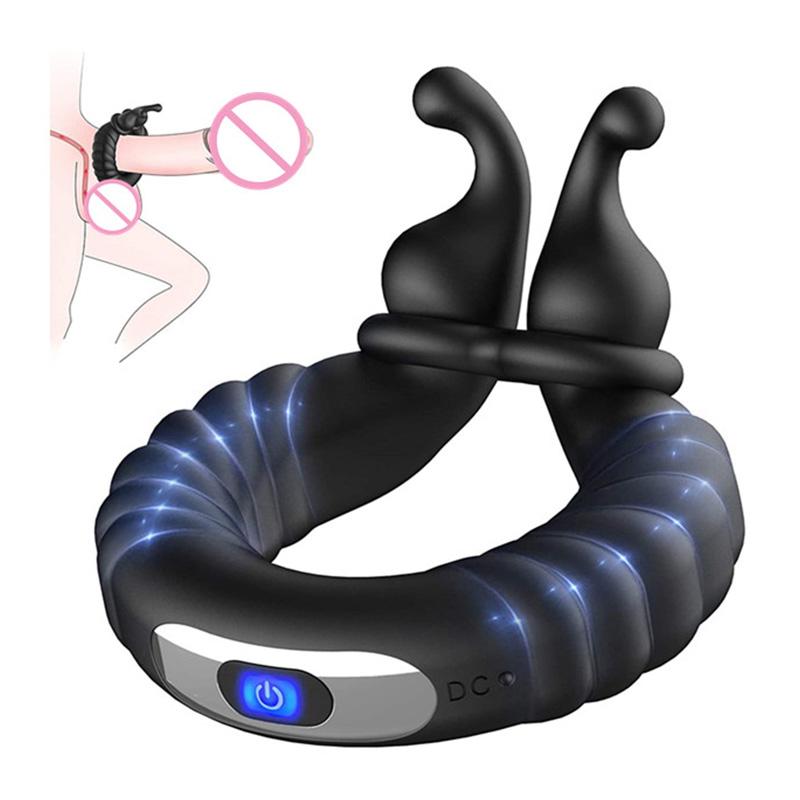 Male Penis Ring Vibrator Delay Ejaculation Cock Ring Adjustable Size Longer Harder Prostate Massager Sex Toys for Men Adult 18