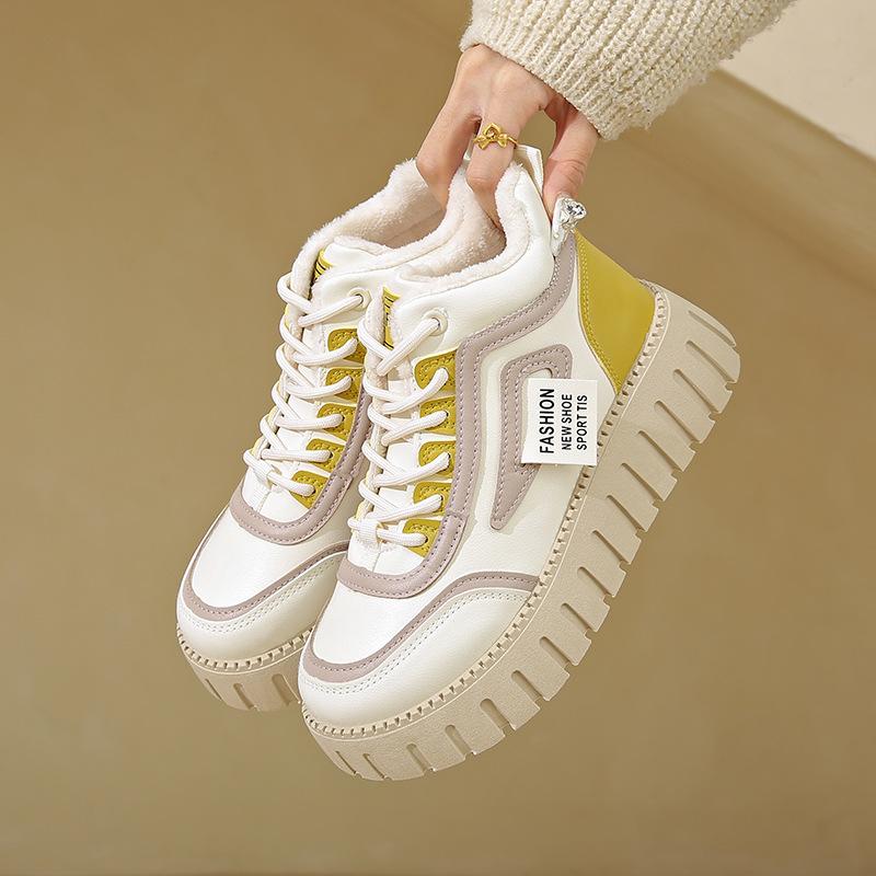 

Warm cotton shoes for women 2025 winter velvet warm high-top ins tide student leisure sports cotton shoes for women YB9030 40 жёлтый