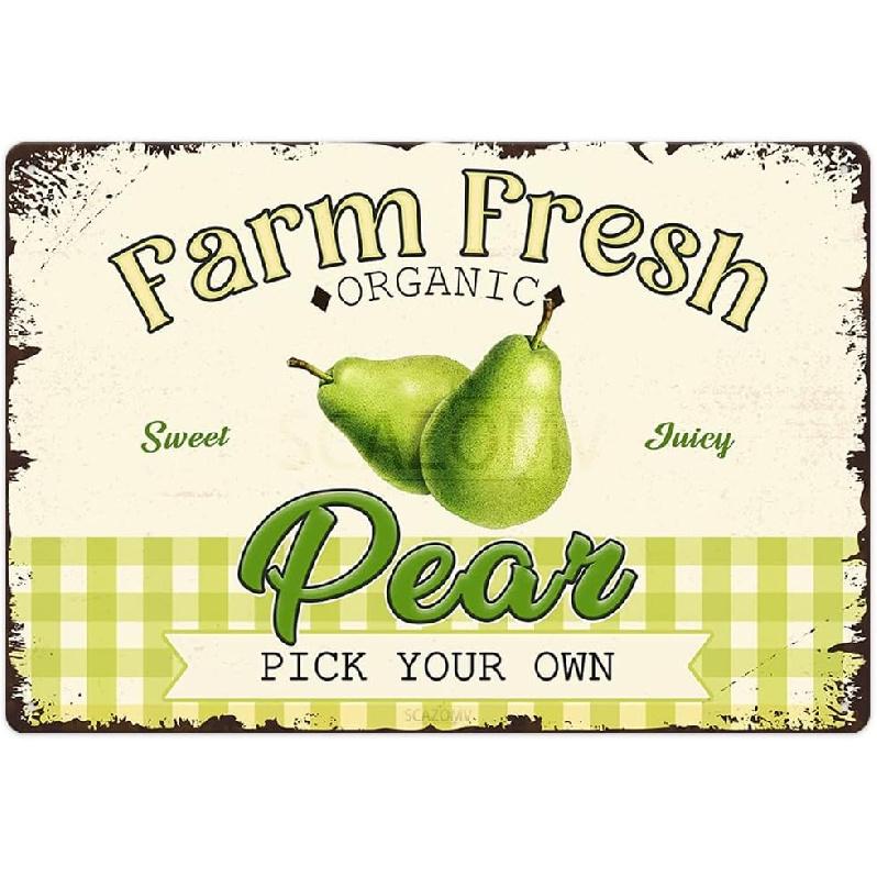 Farm Fresh Sweet Juicy Cherries Vintage Metal Tin Sign, Retro Fruit Poster Decorative Wall Art Signage, Farmhouse Country Market Kitchen Bar Home