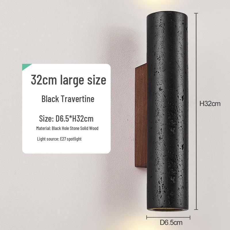 Black and Yellow Travertine Minimalist Wall Sconce for Bedroom, Living Room, or Staircase