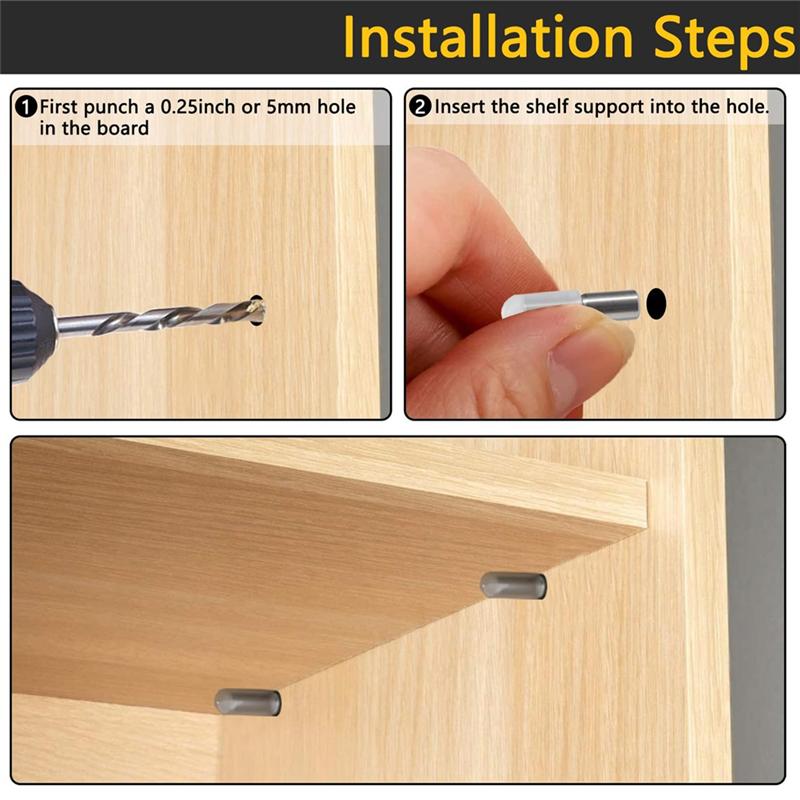 

Fresh 20Pcs 5Mm 1/4 Inch Stainless Steel Shelf Support Pegs For Kitchen Cabinets, Adjustable Metal Pins And Clips срібний