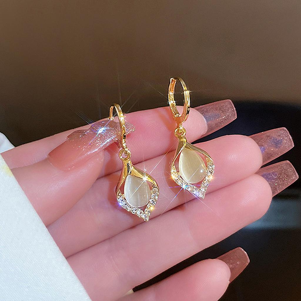 Angel Eyes Design Titanium Steel Earrings with Cat Eye Stone - Trendy Zircon Gifts for Women & Girls (Luxury Design)