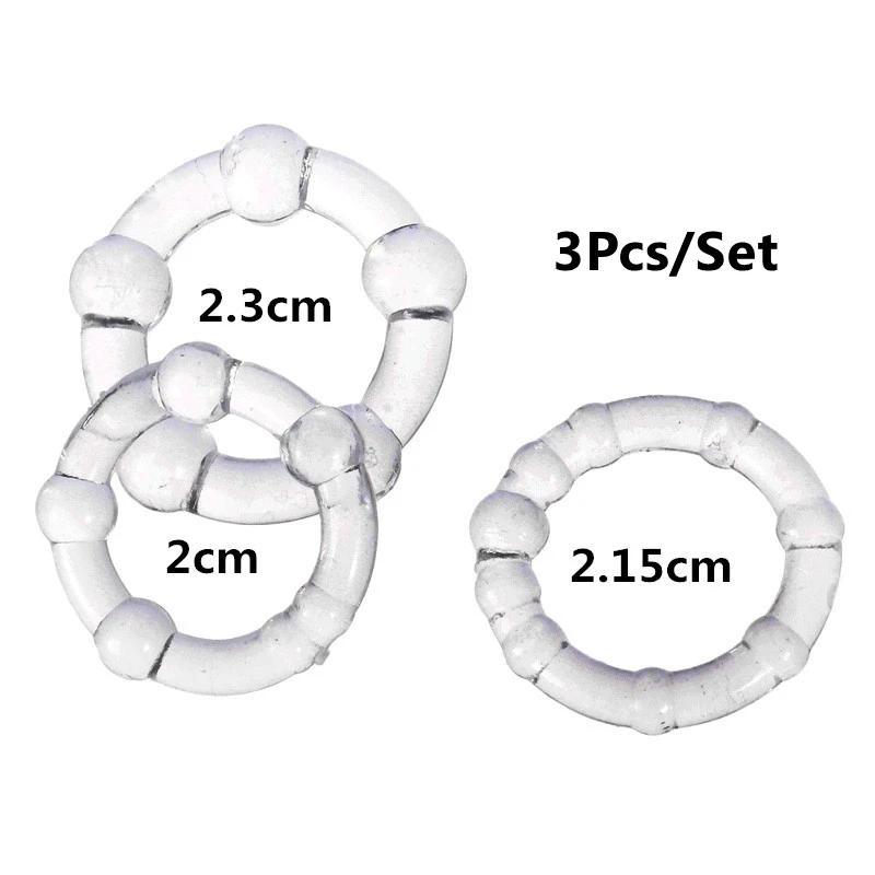 Cock Penis Ring Bead Penis Ring Male Delay Ejaculation Lasting Silicone Erection Ring Sex Toys For Men Adults 3 Pcs/Set