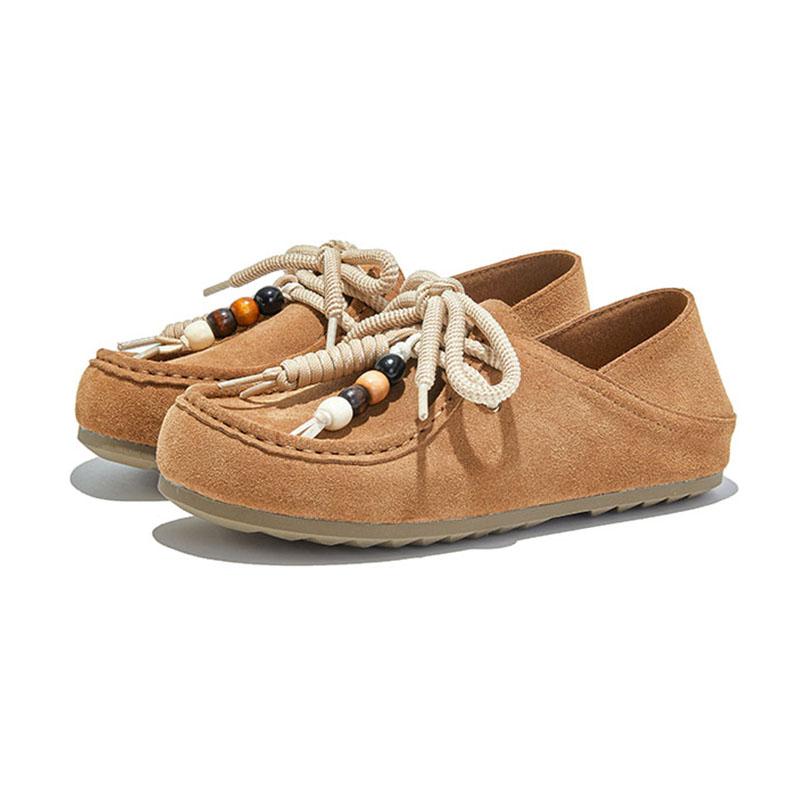 

Модная женская повседневная обувь AIYUQI из натуральной кожи, 2025, новая, на шнуровке, женские немецкие тренировочные туфли большого размера, лоферы-слипоны для женщин 43 светло-коричневого