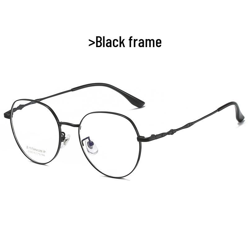 2023 Korean Style Ultra-light Titanium Round Glasses with Exquisite Crotone Temple