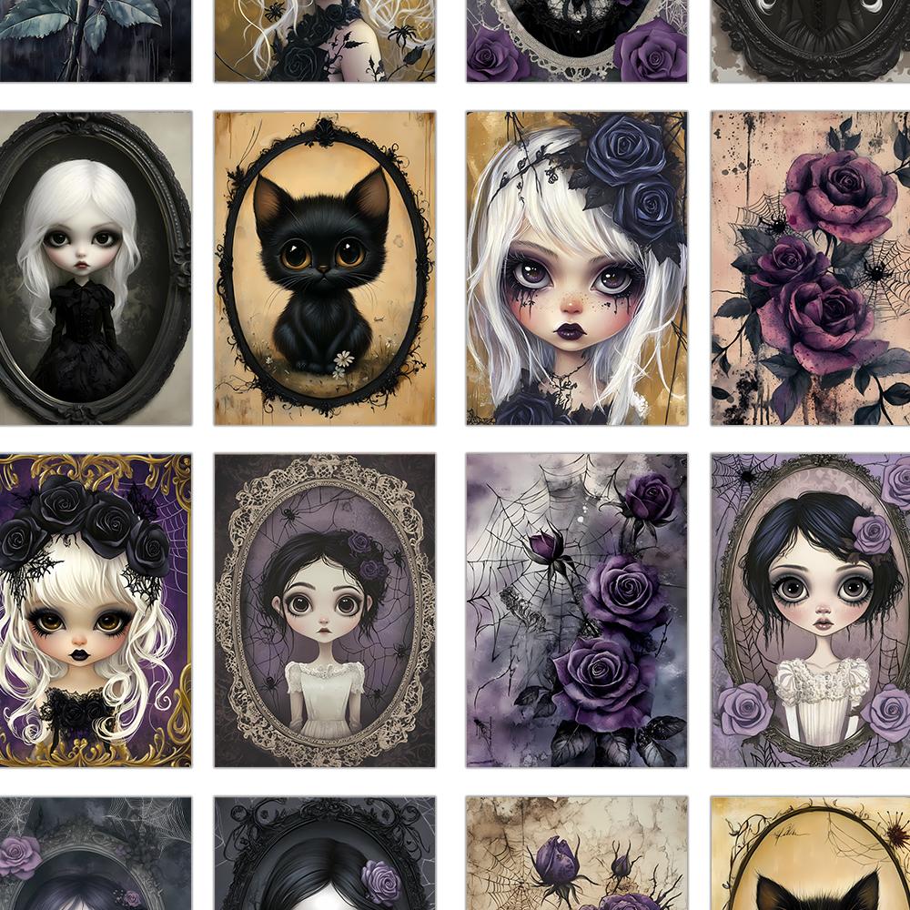 32pcs, Gothic Dark Postcard, Scary Girl, Birthday/Anniversary Gift, Collectible, Suitable for Gift Giving, Can Be Mailed.
