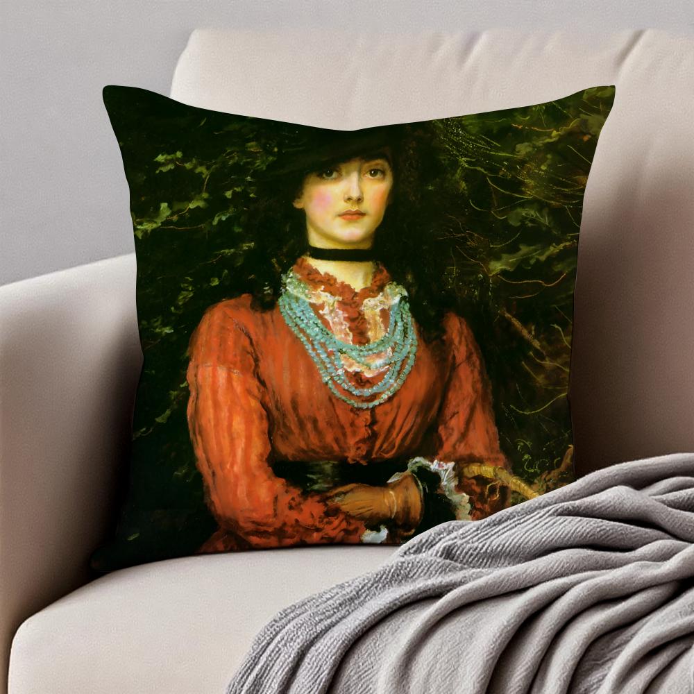 classical JJohn Everett Millais Cushion Cover Pillowcase Antidustmite Invisible Zipper Short Plush Sofa Cushion