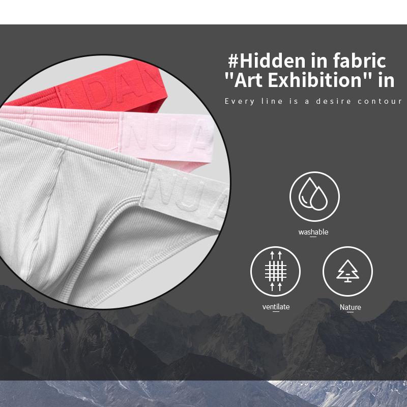 1 Piece Hot Chinese Style Embossed Man Underwear High-cut Briefs For Men Low Waist Lingerie Male Ribbed Cotton Solid Color