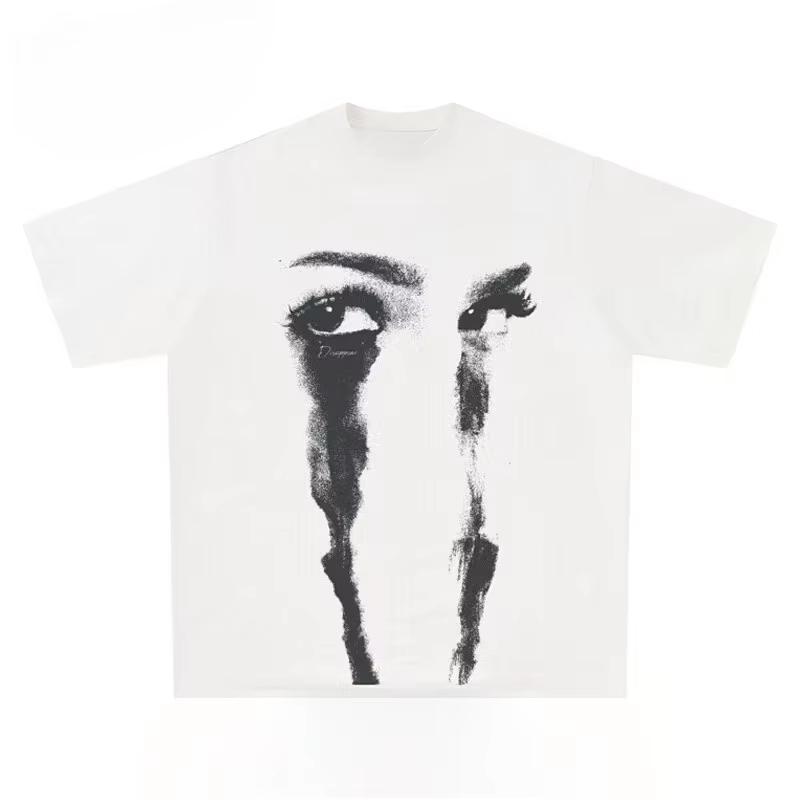 Street Loose and Versatile Short Sleeved T-shirt with Loose Style and Portrait Pattern Printed Harajuku Short Sleeved T-shirt