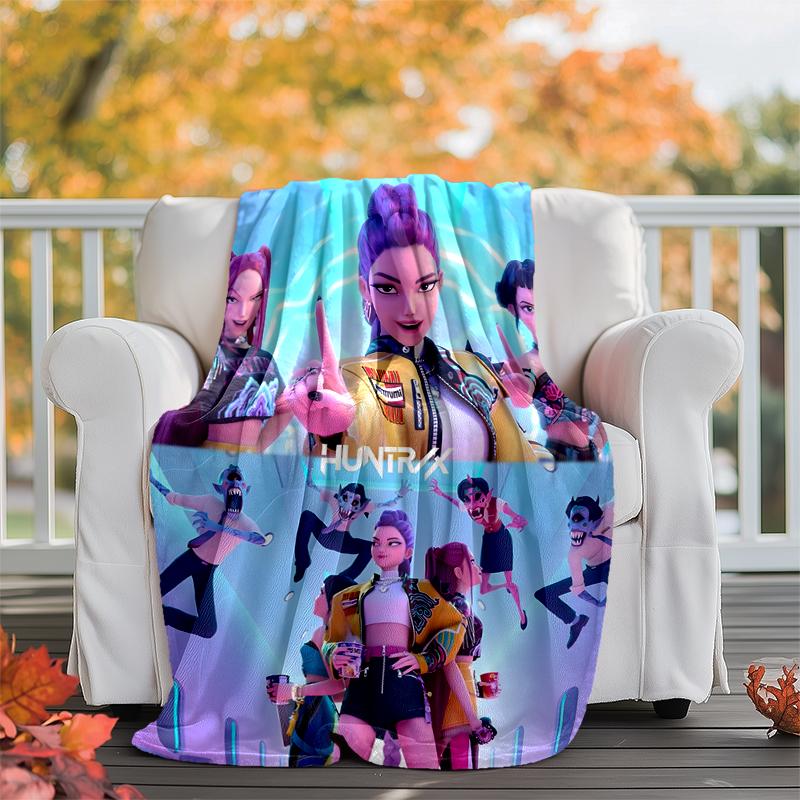 KPOP Hunter Flannel Blanket Soft Warm All-Season Throw, Design for Camping, Car Travel, Hiking Sofa, Bed, Office Perfect Gift for Parties
