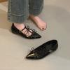 Inner Height Increase Pointed Patent Leather Spring Mary Jane Women's Double 2025 Bow Retro Single Shoes Small New Women's Shoes