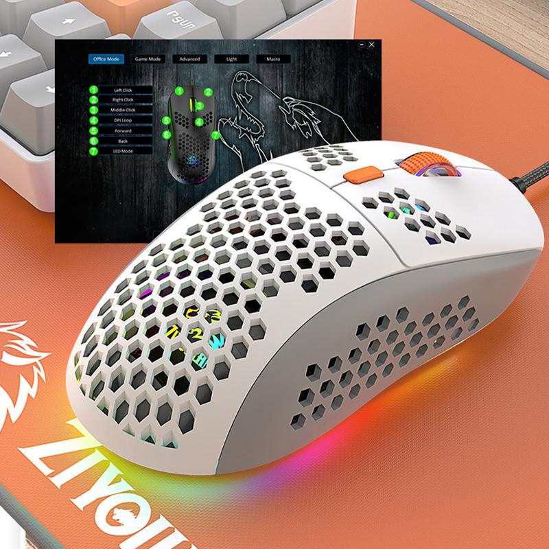 Souris Filaire Lumière Rgb Nid d'Abeille Souris Gaming Usb Bureau PC Ordinateurs Aouse