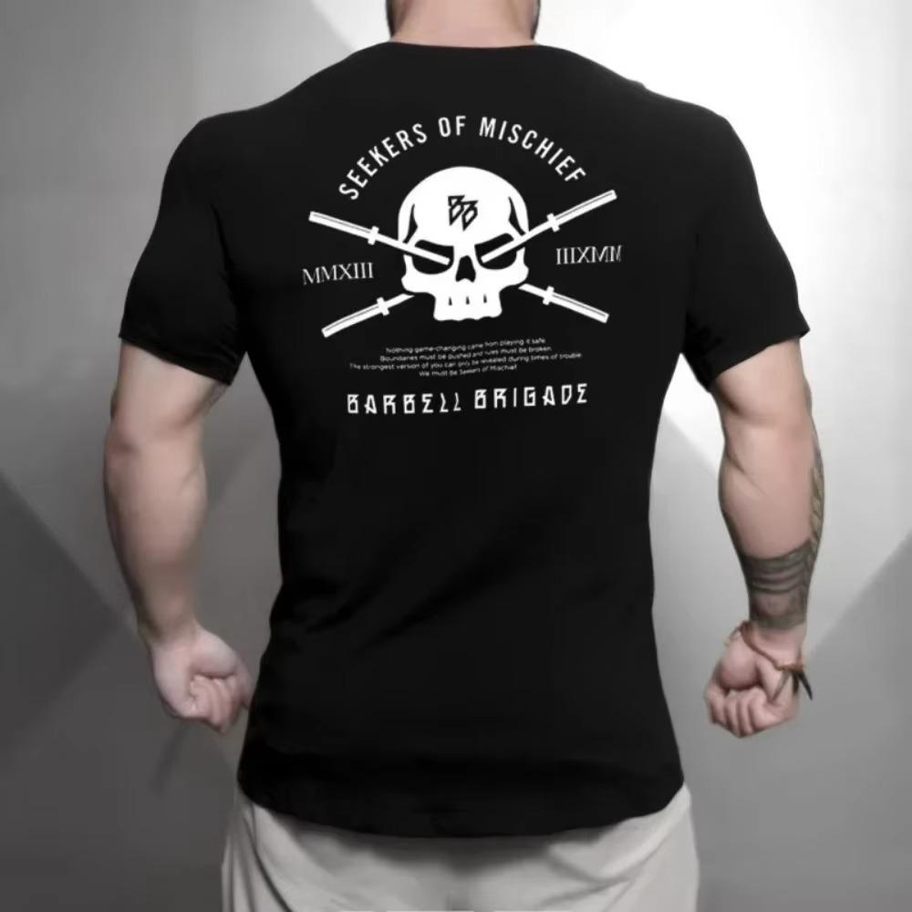 

Летняя мода, тяжелая ретро мужская футболка с английскими буквами из 100% хлопка с принтом и круглым вырезом, высококачественная повседневная уличная футболка для фитнеса S