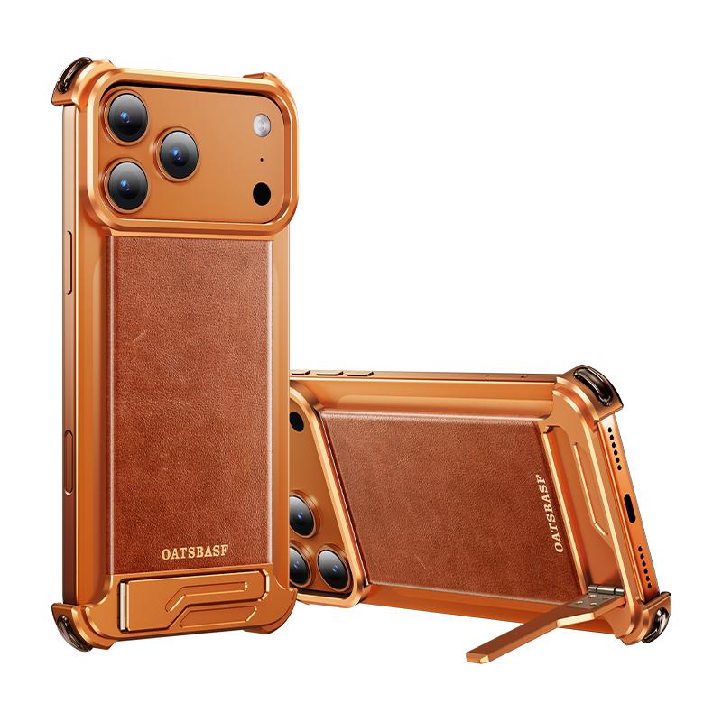 

Oatsbasf Genuine Leather Phone Case for iPhone 17 Pro/Pro Max/17 Air Case with Stand Frameless Magnetic Shockproof Bumper Case iPhone17 Pro Max