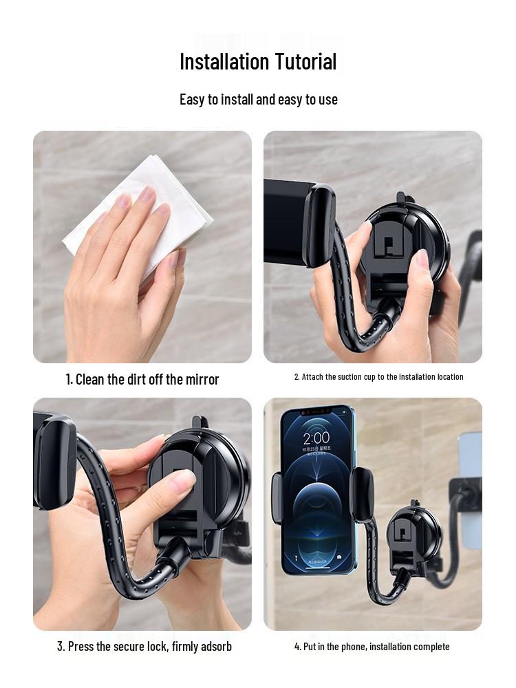 Support de téléphone universel avec ventouse pour tableau de bord de voiture et mur