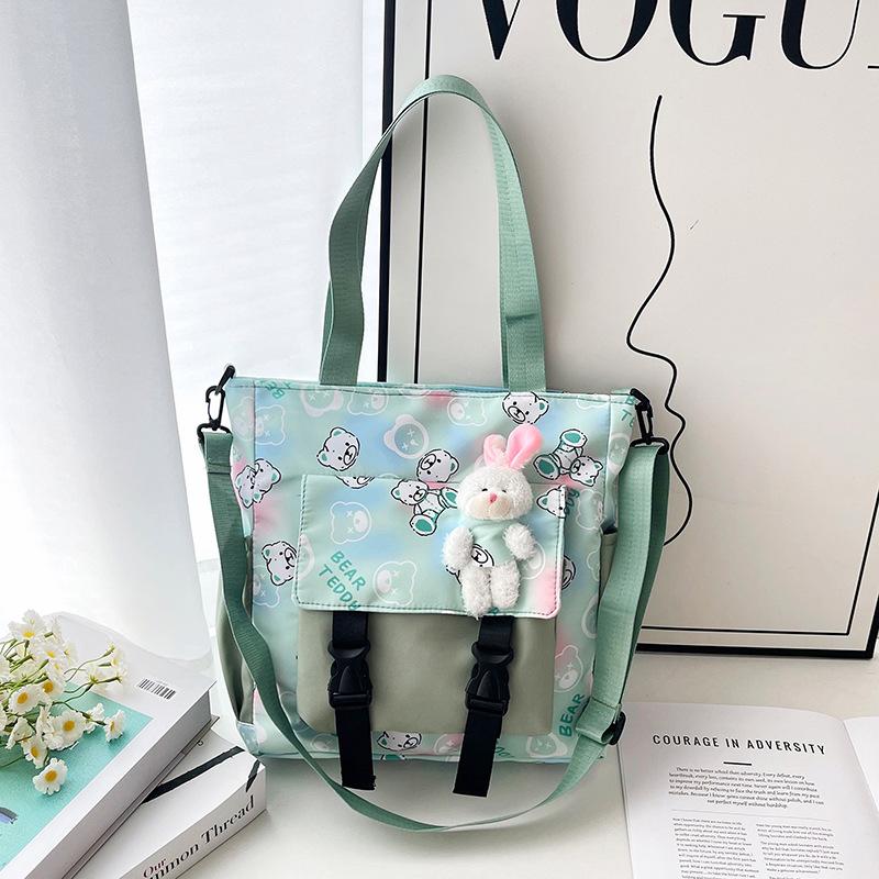 Student Tutoring Bag Harajuku Simple Printed Messenger Bag Student Shoulder Bag Portable Class Cartoon Tote Bag