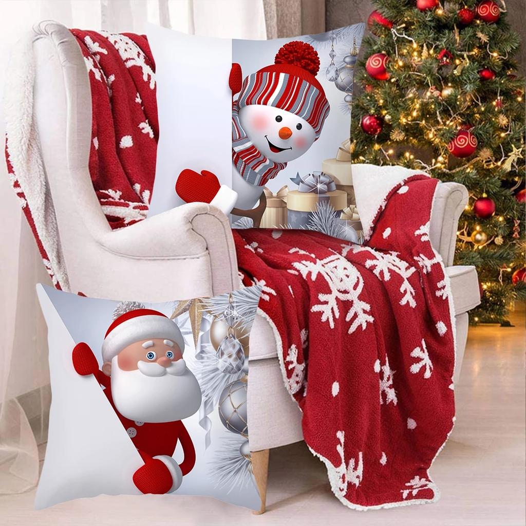 45X45CM Christmas Pillowcase Nordic Home Sofa Cushion Cover Cartoon Anime Printing Office Pillowcase for Home Santa Sofa Ornaments Cushion Cover