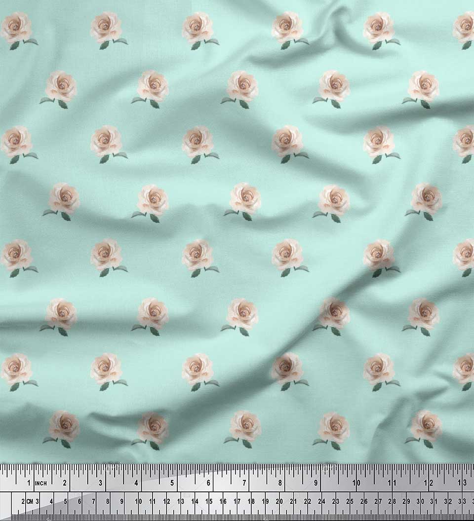 

Тканина Soimoi Green Poly Crepe Тканина для шиття троянд із квітковим принтом на метри 42 дюйми 42 Inch Wide - Poly Crepe зелений