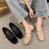 Spring and Autumn Literary and Retro Single Shoes Women's One-word Buckle Thick Heel Mary Jane Square Head Low Heel Suede Light Mouth Women's Shoes