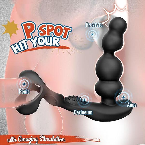 Men Vibrator Prostate Massager with Cock Ring, Male Sex Toys with 3 Rotating & 10 Vibrating Modes, Anal Sex Toys for Adult Couples