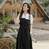 Spring and Autumn Temperament Fake Two Piece Skirts Academy Style Long Sleeve Medium Length Waist Slim Shirt Dress