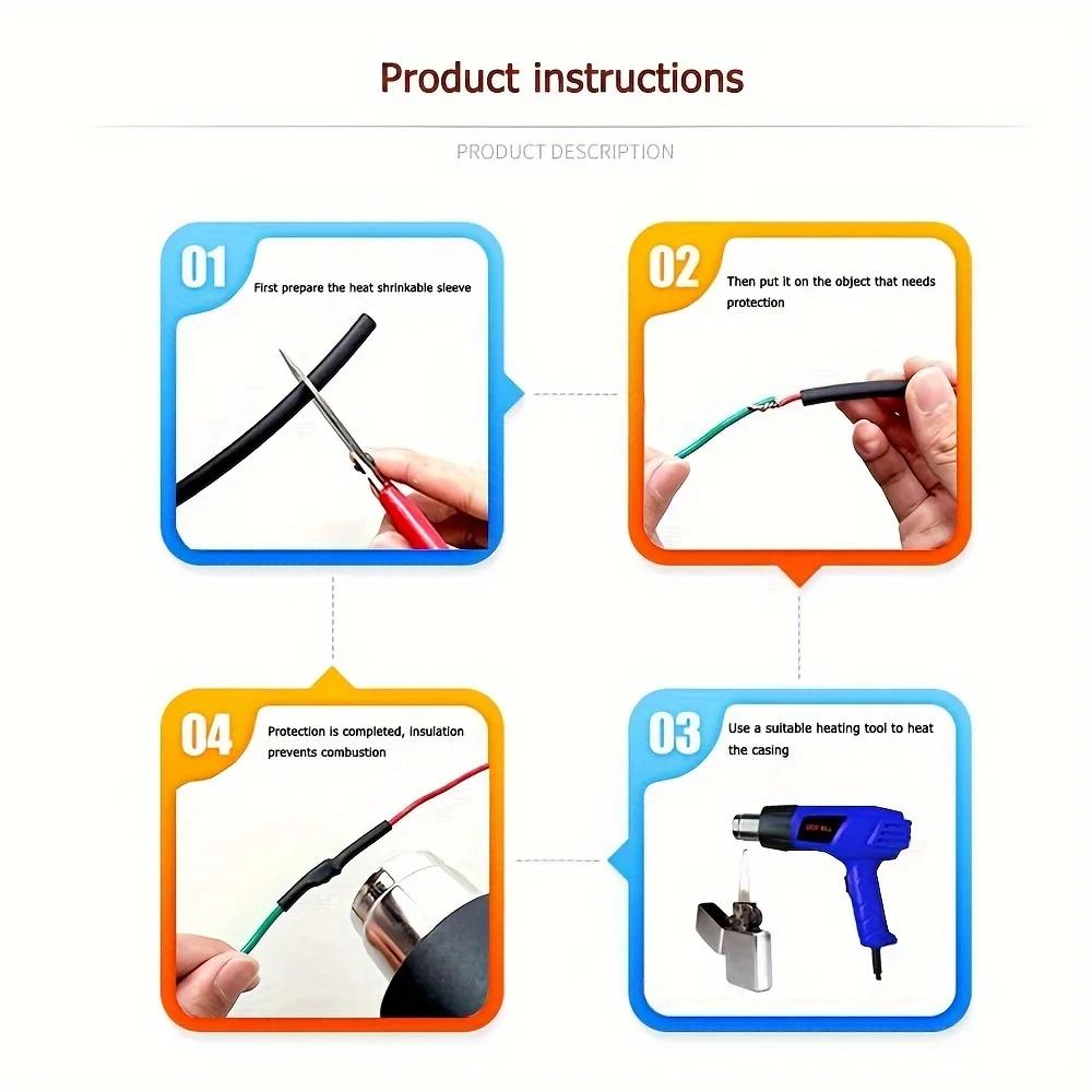 280PCS/Bag Waterproof Heat-shrink Tubing Thermoresistant Tube Kit Electrical Connection Wire Cable Insulation Sleeving Kit