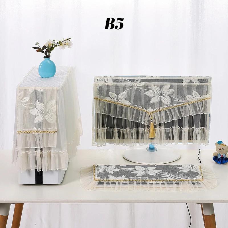 

3PCS/Set Desktop Computer Protective Case LCD Monitor Host Keyboard Lace Fabric Dust Cover 17-23 24-27inch Computer Dust Cover for 17-23inch