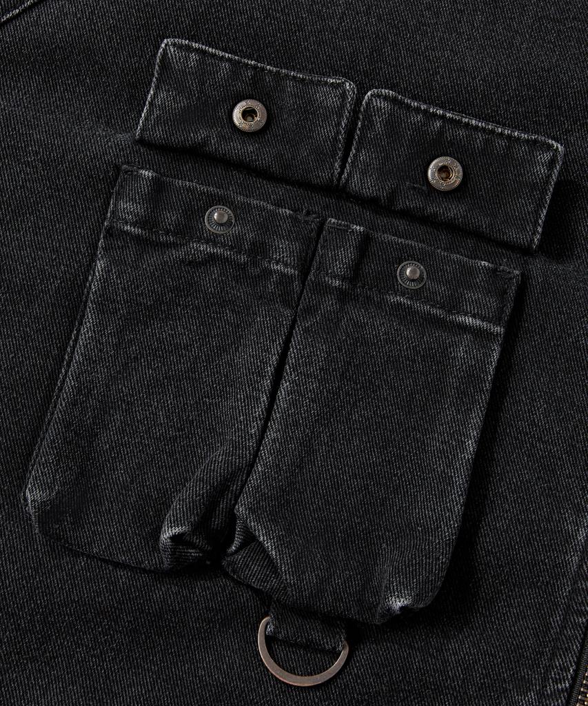 Verdnt Boa Fleece Denim Bomber Jacket [Black]