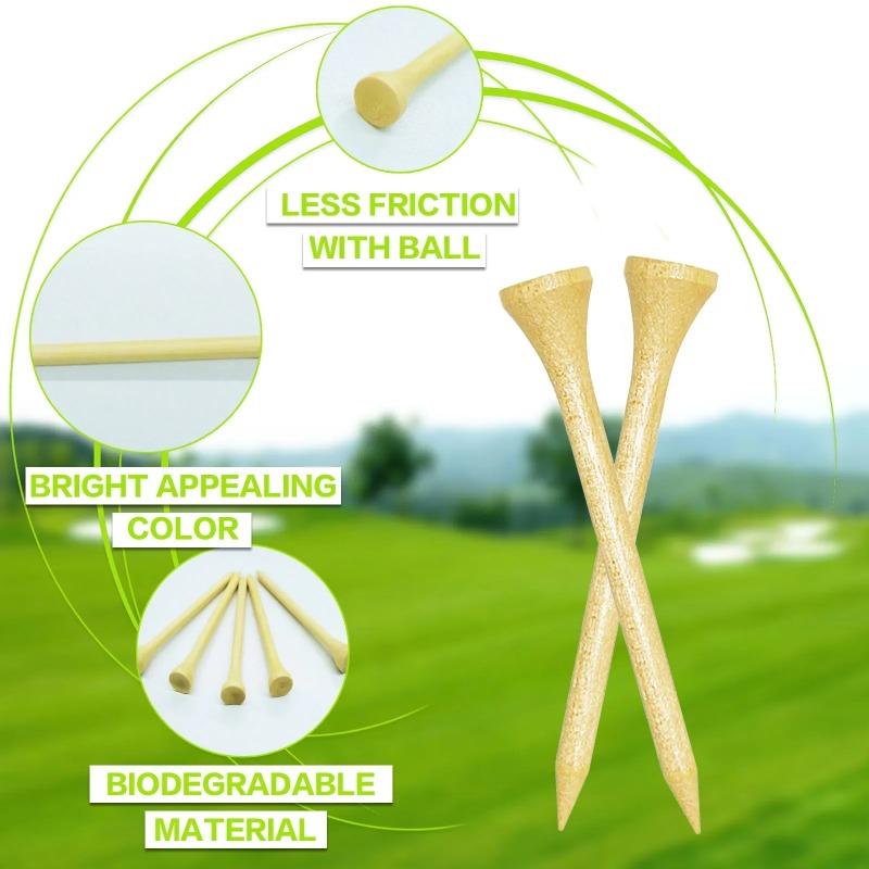 50/100/200Pcs Tees Golf Tees Bamboo Tee Golf Balls Holder 4 Sizes 42mm,54mm,70mm,83mmAvailable Stronger Than Wood Tees Drop Ship