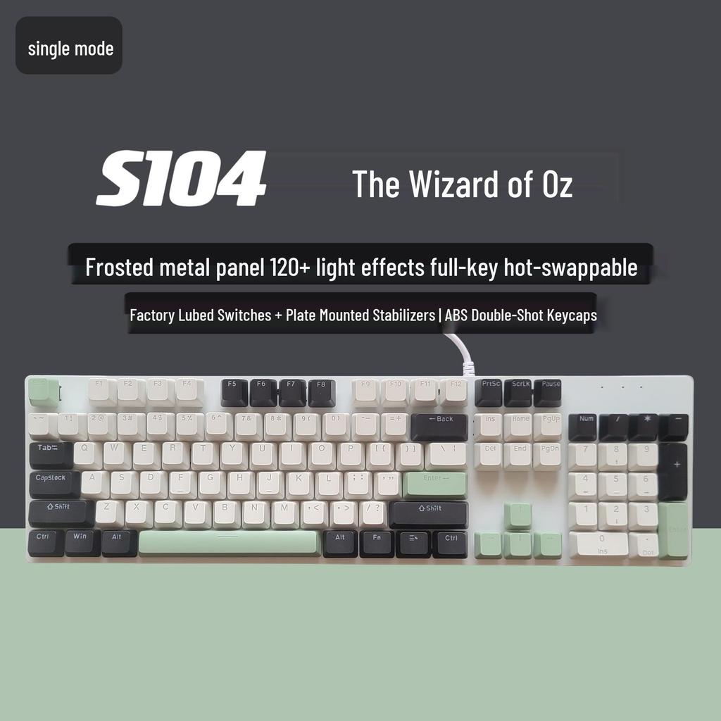 S104 Hot-Swappable Wired Mechanical Keyboard - Blue/Brown Switch, Perfect for Men & Women Gamers