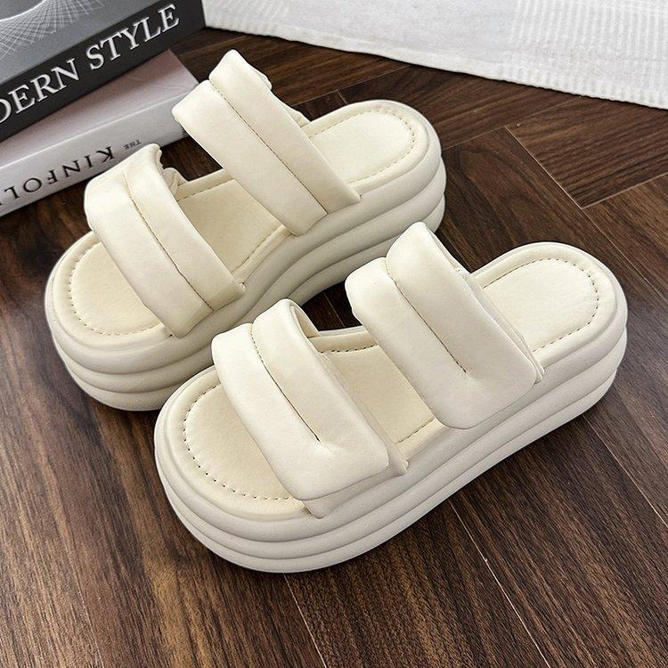 Nischen-Slipper Damen-Outdoor 2024 Sommer neu dicksohlige erhöhte Tritt-in-Scheiße bequeme vielseitige rutschfeste Ein-Wort-Slipper