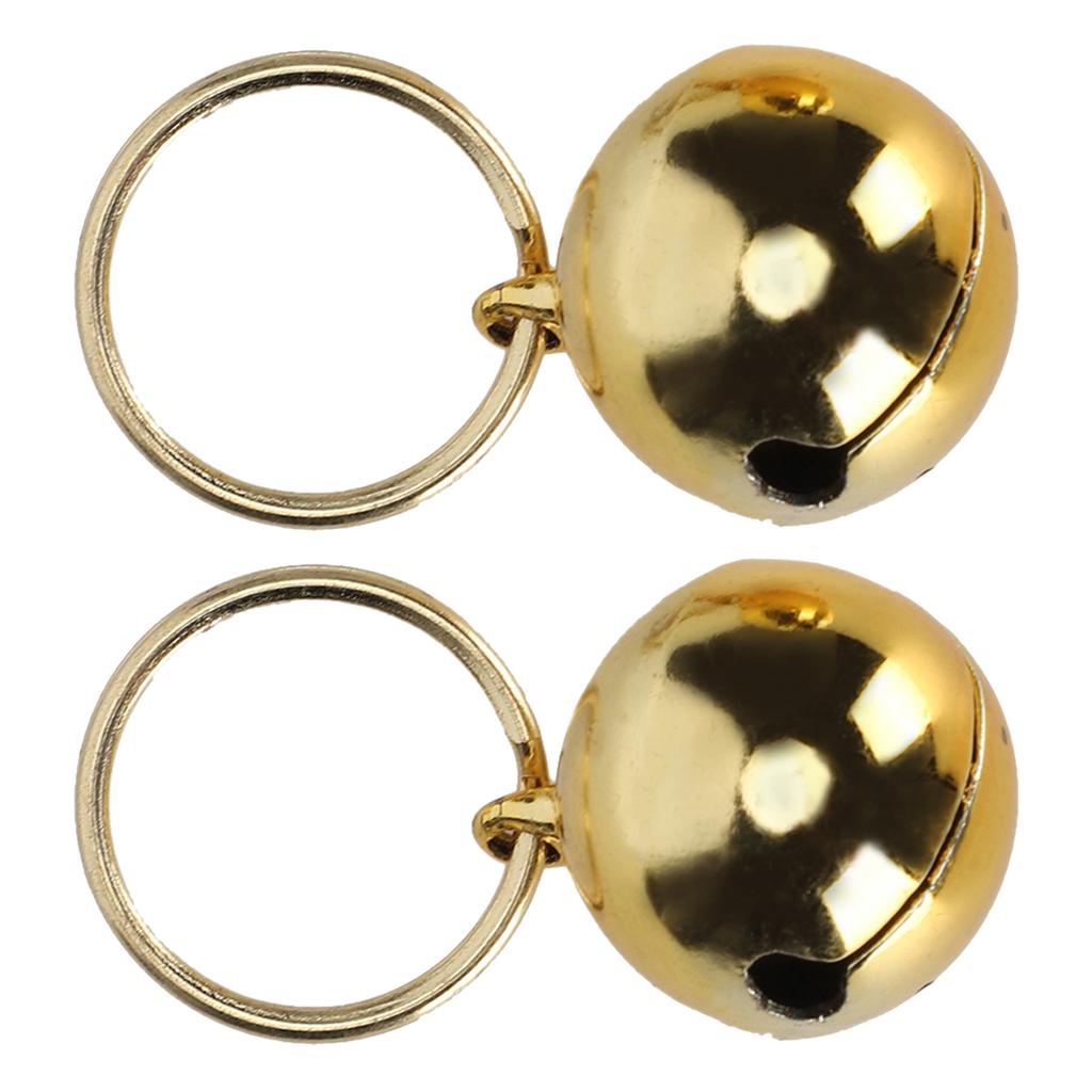 2pcs Rust Resistant AntiLost Copper  s Crisp Sound Round Collar Decoration for Dog Cat(Golden )