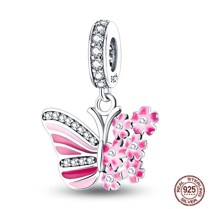 Fashion 925 Silver Colorful Butterfly Dragonfly Hummingbird Spring Series Charms Beads Fit 925 diy Bracelet Jewelry