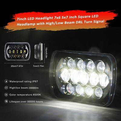 2 Stück 7 Zoll LED Scheinwerfer 7x6 5x7 Zoll Quadratischer LED Scheinwerfer mit Fern-/Abblendlicht Tagfahrlicht Blinker 200W