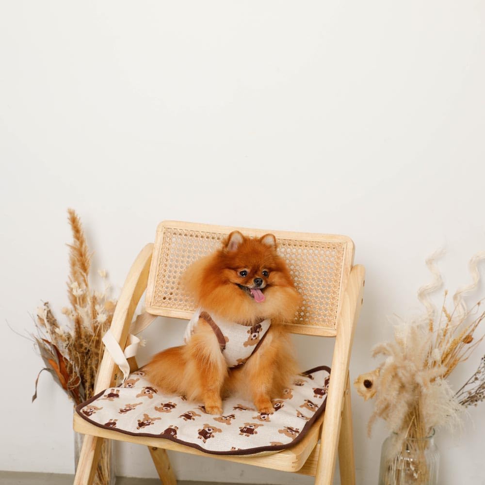 Monchéri "Bear Jacquard Cafe Mat" Dog PillowBlanket for Small and Medium Dogs (FREEIvory) Cute, Stylish, Popular Brand for Toy Poodles and Chihuahuas