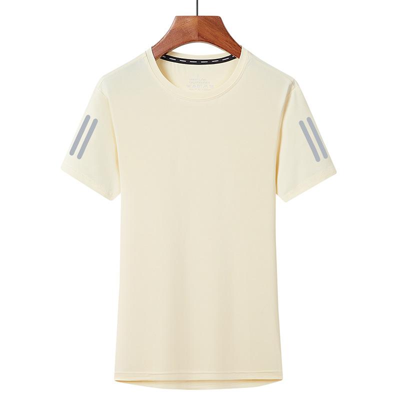 Summer Ice Silk Breathable T-shirt Round Neck Solid Color Quick Drying Casual Sports Fitness Running Short Sleeved Top for Women