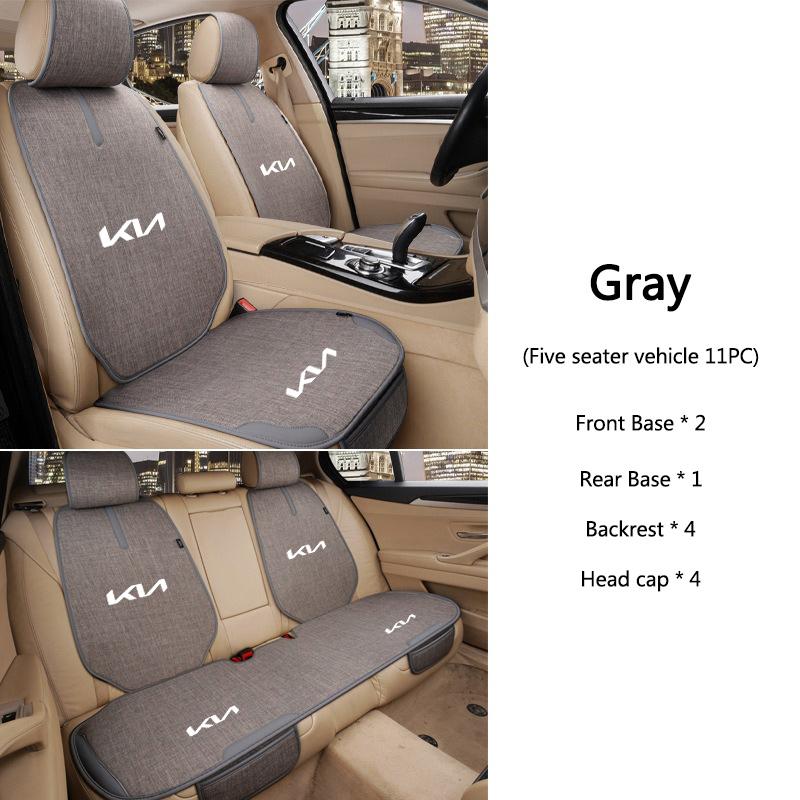 Front/Rear Linen Car Seat Cover Cushion Anti Scratch Protector Pad Keyring For KN Kia Rio Soul Forte Sportage Picanto Niro KN