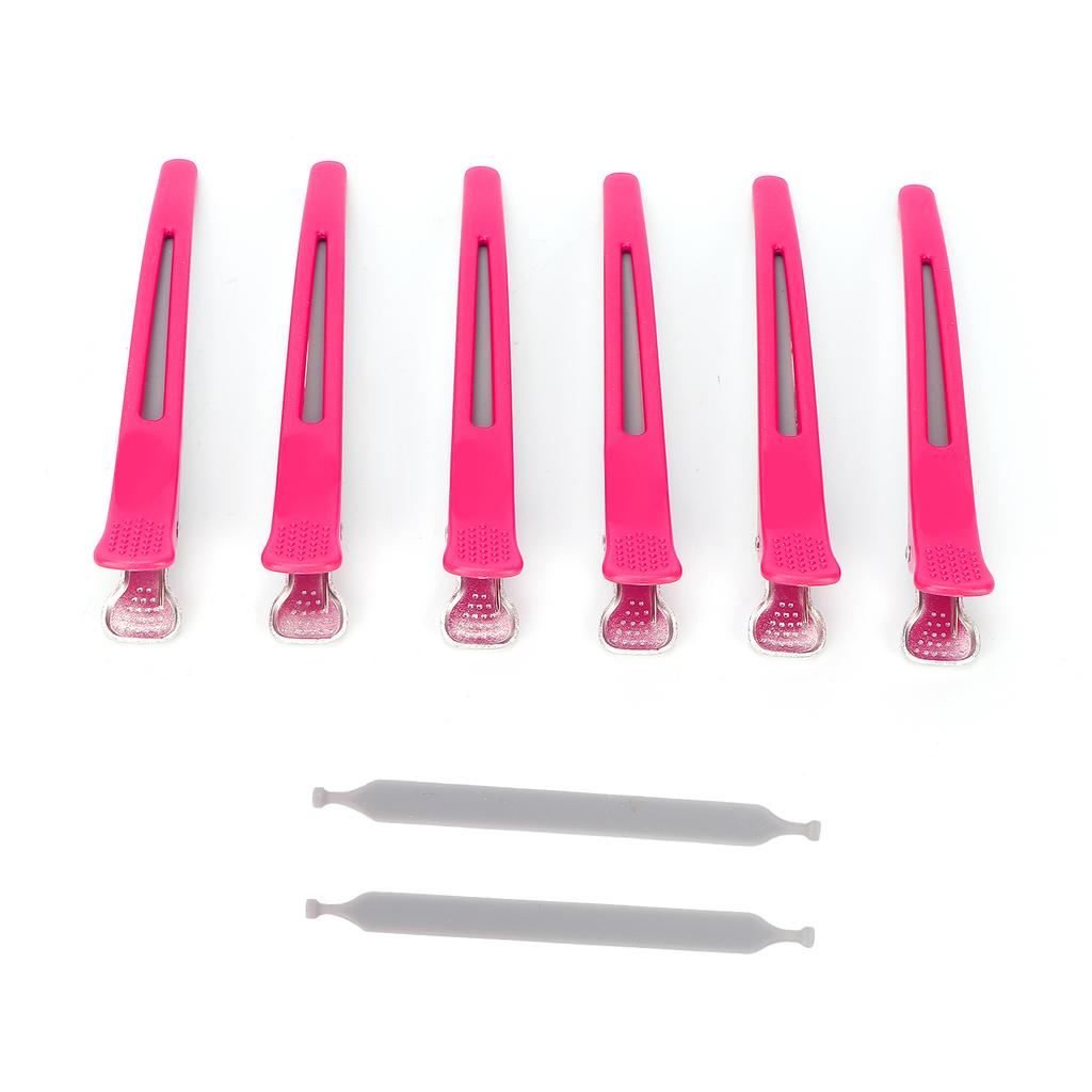 6Pcs Professional Hair Clips NonSlip Dividing Duckbill Hair Clips for Hair Cutting Styling(Rose Red
