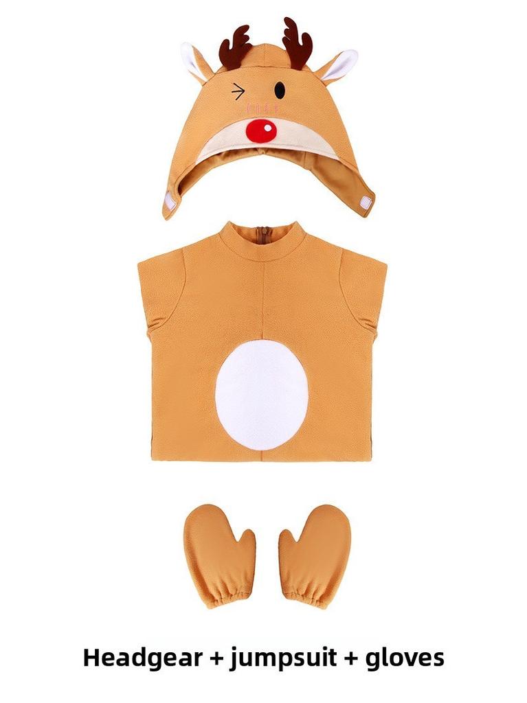 Christmas Reindeer Costume For Kids With Soft Polyester Fabric For Holiday Stage Performance And Party