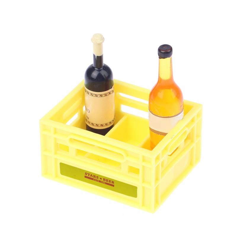 1:12 Dollhouse Miniature Basket Drink Storage Basket Beer/Cofee Basket Model Kitchen Decor Toy Doll House Accessories