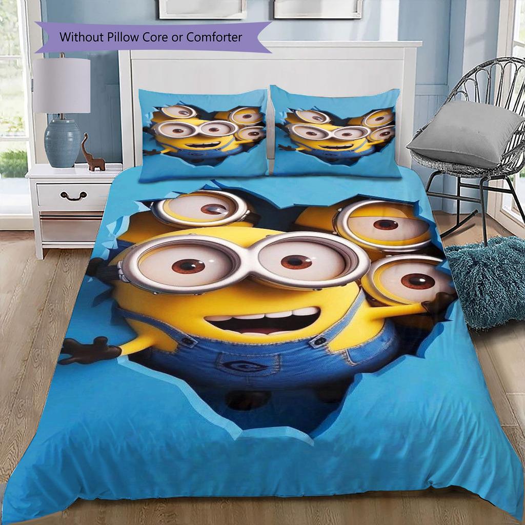 Jorge The Minion's Adorable Greeting: A Comfortable and Cozy Bedding Set—the Perfect Choice To Decorate Your Bedroom.