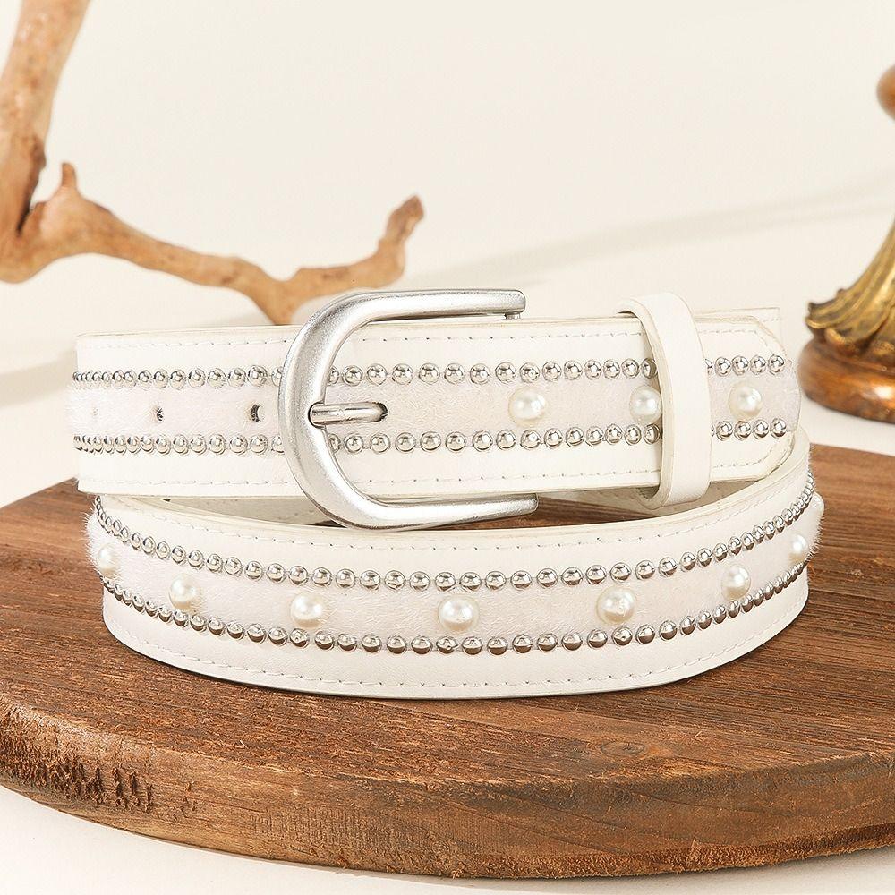 PU Leather Punk Style Belt Needle Buckle Rivet Decorative Belt Women's Waist Belt  for Women's Wear