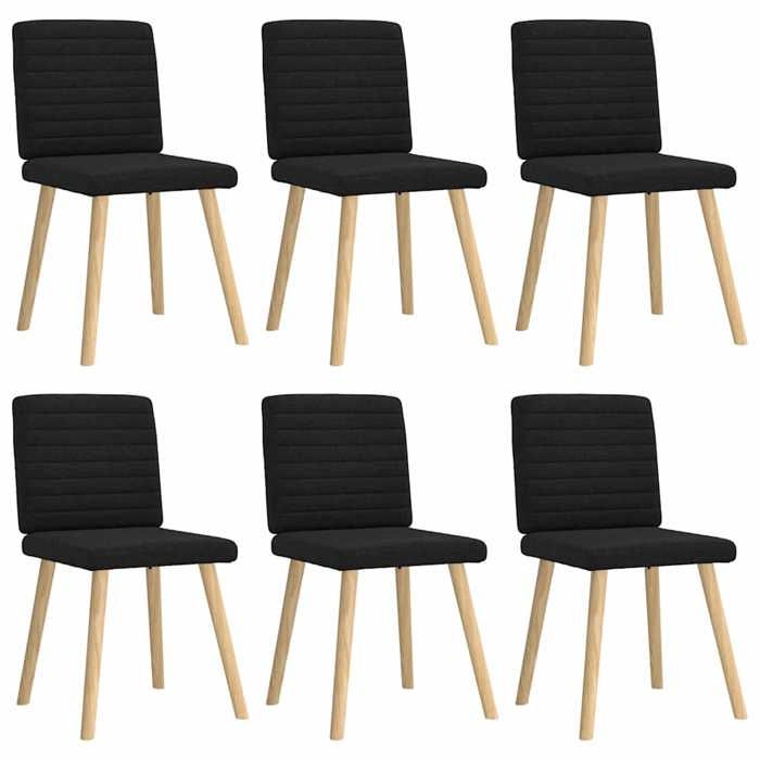 VidaXL Dining Chairs Set of 6 Black Fabric 3315546