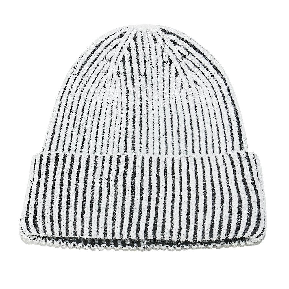 2025 Autumn and Winter New Winter Hat Blended Color Matching Vertical Striped Pullover Hat Men and Women Couples Knitted Hat