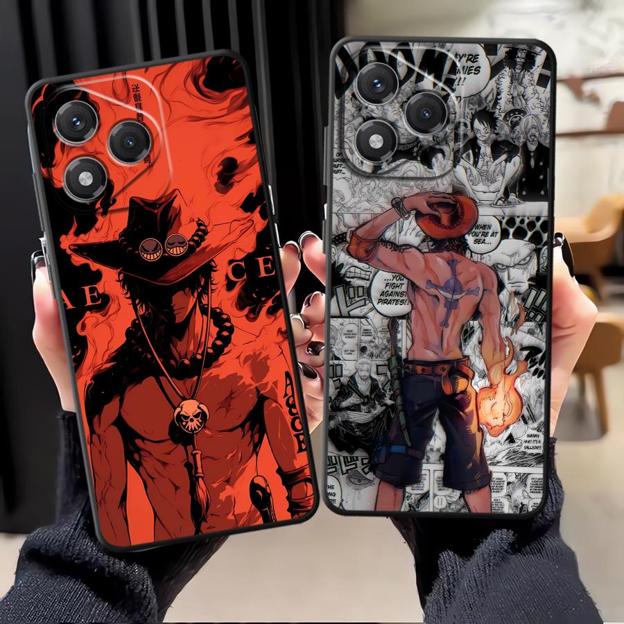 Ones Pieces Luffys Ace Case for Honor X6 X5b X8 70 X7 200 400 Lite Magic5Lite 8X 90 X9a Black Soft Phone Cover